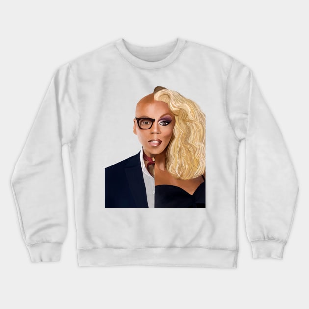 Rupaul Illustration Crewneck Sweatshirt by AngelaGutierrezGraphicDesign